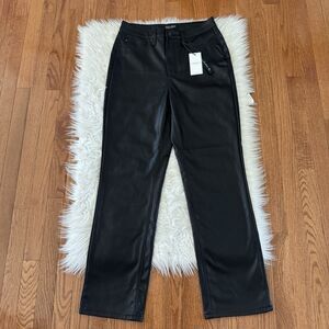 Judy Blue Faux Leather Pants Women’s 7/28 Black Straight Leg Tummy Control NWT